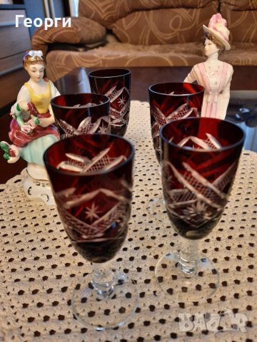 Червен кристал чаши за ракия, снимка 1
