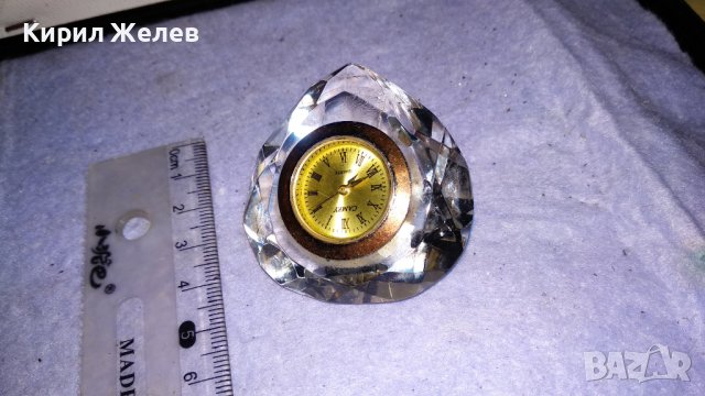 КРАСИВ КВАРЦОВ НАСТОЛЕН МИНИ ЧАСОВНИК СЪРЦЕВИДЕН ФАСЕТИРАН КРИСТАЛ 26298, снимка 3 - Декорация за дома - 38893510
