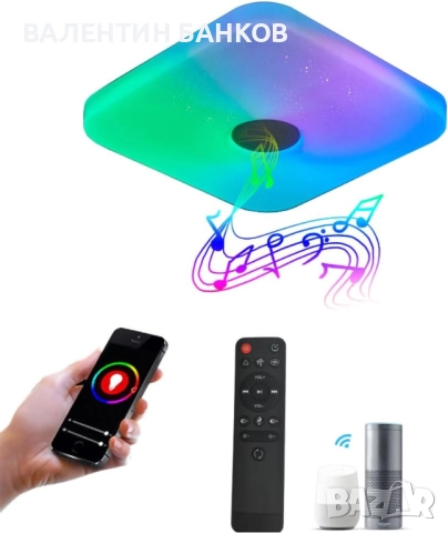 SMART LED RGB плафон с тонколона и дистанционно управление 36W , снимка 2 - Лампи за таван - 52483236