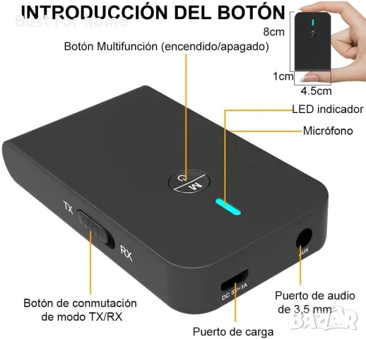 Предавател-приемник Bluetooth 5.0 2 в 1 адаптер , снимка 8 - Друга електроника - 56532806