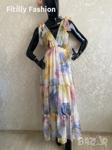 Дълга феерична рокля с  цветя , снимка 1
