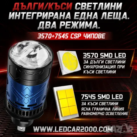 LED крушки H4 Mini с CSP LED технология – размер като оригиналната H4 крушка, снимка 8 - Аксесоари и консумативи - 55705521
