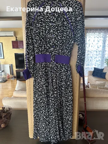 Рокля на цветчета с лилави орнаменти, снимка 5 - Рокли - 49567434