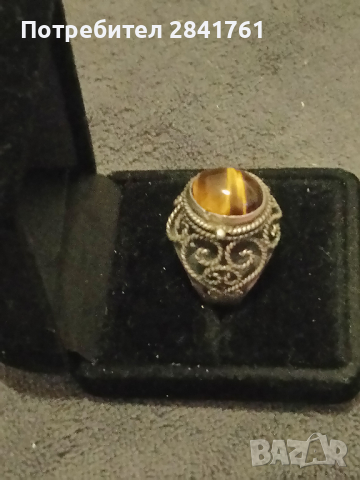 Сребърен пръстен с тигрово око филигран, снимка 5 - Пръстени - 44773042