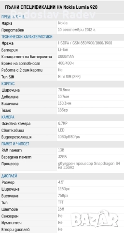 Nokia Lumia 920 бял, снимка 8 - Nokia - 52159883