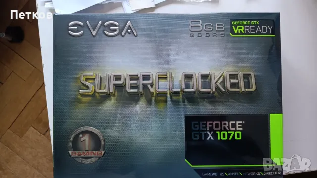 видеокарта EVGA SUPERCLOCKED GeForce GTX 1070 SC GAMING,8GB, 08G-P4-6173-KR, 8GB GDDR5,ACX 3.0 & LED, снимка 2 - Видеокарти - 49070904