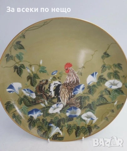 Franklin Mint “ROOSTER & THE MORNING GLORY" Decorative/ Display/ Cabinet Porcelain Plate Код P2150 , снимка 3 - Колекции - 54162251