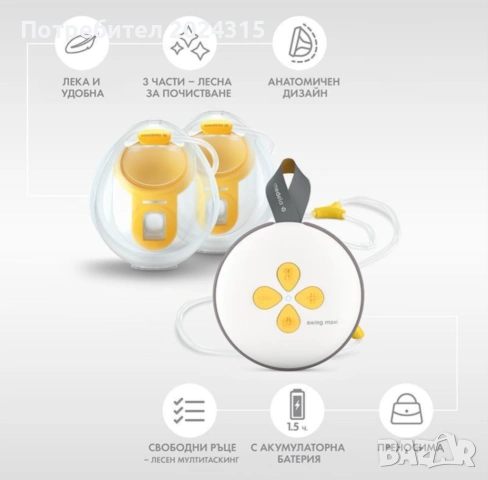 ЧИСТО НОВА - Двойна електрическа двуфазна помпа за кърма Swing Maxi Hands-Free - Medela, снимка 4 - Помпи за кърма - 54292783