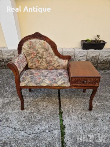 Прекрасна антикварна френска барокова салонна пейка , снимка 1