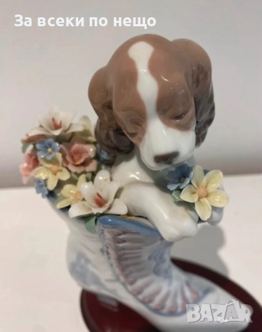 Lladro Spain  “Dog in Boot with Flowers” Код P1763, снимка 6 - Декорация за дома - 52981388