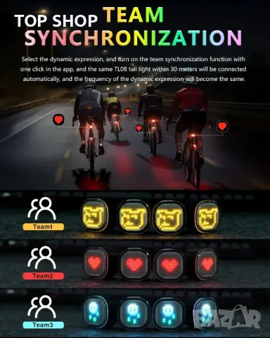 TOWILD TL08 Задна светлина за велосипед с Expression DIY функция, снимка 4 - Аксесоари за велосипеди - 49488049