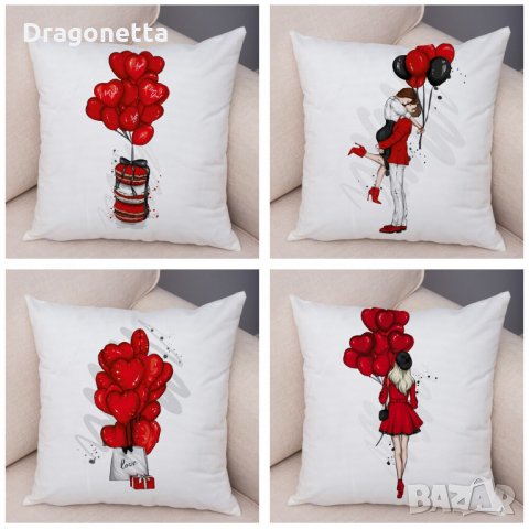 калъфки за декоративни възглавници- 2 броя с мъж и жена-отличен плат