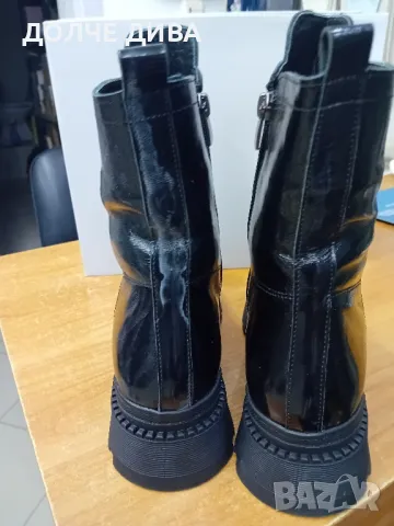 Намаление - ДАМ.БОТИ 1106 естествена кожа черен лак, снимка 2 - Дамски боти - 47343249