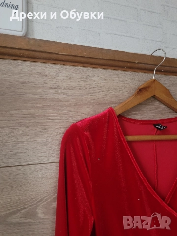Официална червена рокля с блясък , снимка 5 - Рокли - 52688259