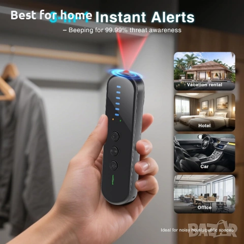 Антишпионски детектор за скрита камера с 99% точност, намира GPS тракери и устройства за подслушване, снимка 5 - Друга електроника - 53948244