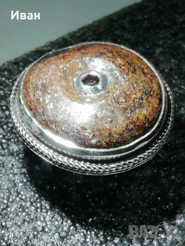 Сребърен пръстен със Сапфир и Слънчев камък , снимка 5 - Пръстени - 46999237