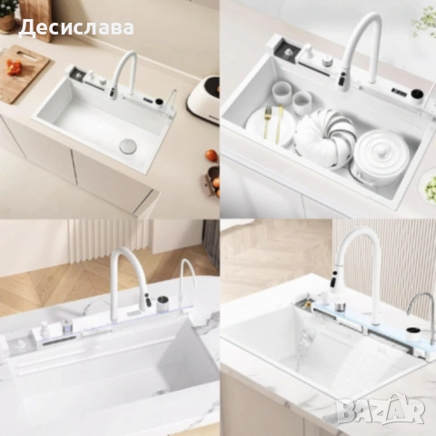 Умна кухненска мивка с изтеглящ се кран – LED дисплей, водопад, филтрирана вода , снимка 5 - Мивки - 53137399