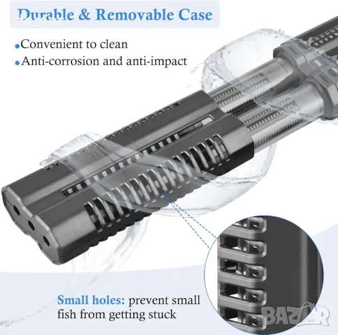 Двутръбен нагревател за аквариум PYPABL 400W, регулируем с предпазен капак, 150-200 л, снимка 3 - Оборудване за аквариуми - 47291691