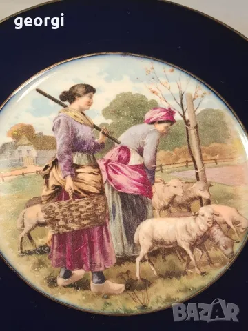 декоративна порцеланова чиния кобалт с позлата  Limoges 8/1, снимка 3 - Декорация за дома - 49913648