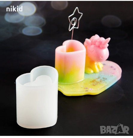 Цилиндър Кръг Квадрат сърце цвете висок силиконов молд форма калъп свещи восък гипс свещ смола кашпа, снимка 5 - Форми - 29515640