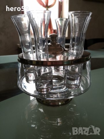 Сребърен комплект(800 проба) за твърд алкохол,чаша-чаши, снимка 3 - Антикварни и старинни предмети - 30324381