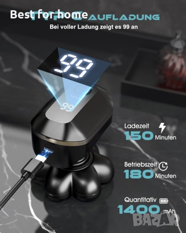 Мъжка самобръсначка Bald Razor 7D, подвижна, водоустойчива, за мокро и сухо бръснене, снимка 3 - Тримери - 54158744