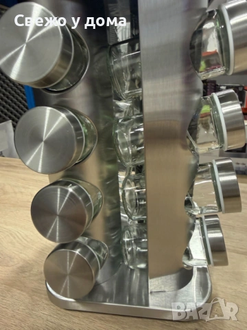 Органайзер за подправки Cheffinger - С 16 бурканчета от неръждаема стомана - въртящ се, снимка 7 - Аксесоари за кухня - 54200365