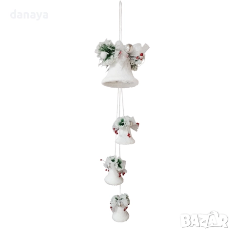 6247 Голяма висяща коледна украса Бели камбанки, 100 см, снимка 7 - Декорация за дома - 52740271