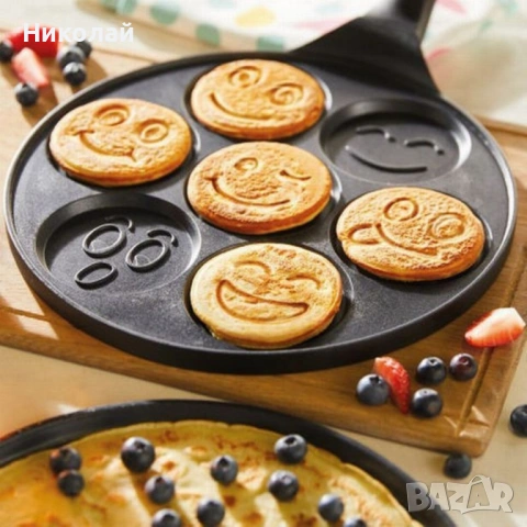Тиган за палачинки с форми на емотикони – перфектен за весела и вкусна закуска., снимка 3 - Съдове за готвене - 53127814