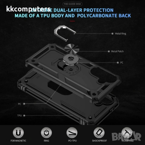 Калъф за Samsung Galaxy A37 5G с Въртящ се Пръстен - PC+TPU, Военна защита, 7 цвята, снимка 12 - Калъфи, кейсове - 54055096
