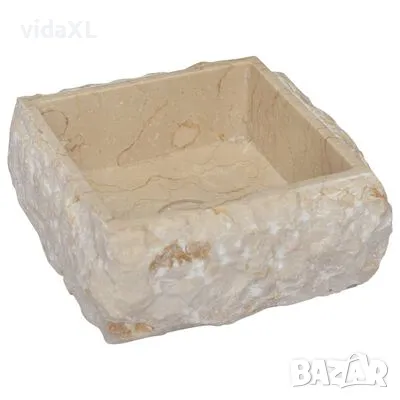 vidaXL Кремава мивка, 30x30x13 см, мрамор(SKU:149174), снимка 4 - Мивки - 48438920