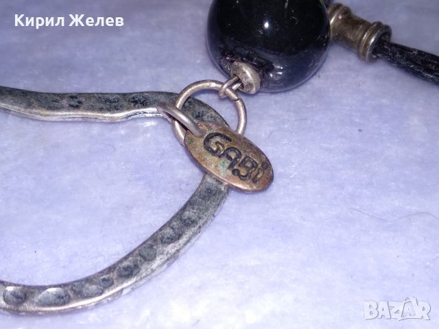 МНОГО АРТИСТИЧНА МАРКОВА ПОСРЕБРЕНА ОГЪРЛИЦА с ЦВЕТНИ ПОЛИРАНИ КРИСТАЛИ 34738, снимка 5 - Колиета, медальони, синджири - 39188719