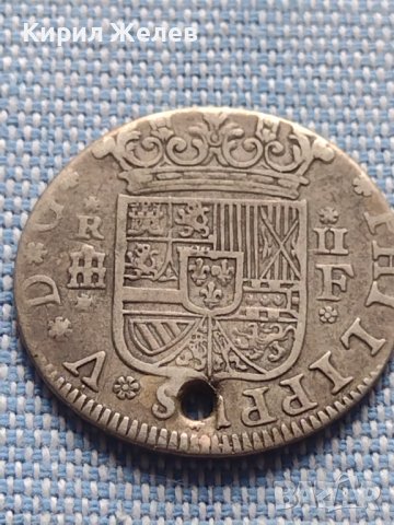 Сребърна монета 2 реала Филип пети Сеговия Испания 13780