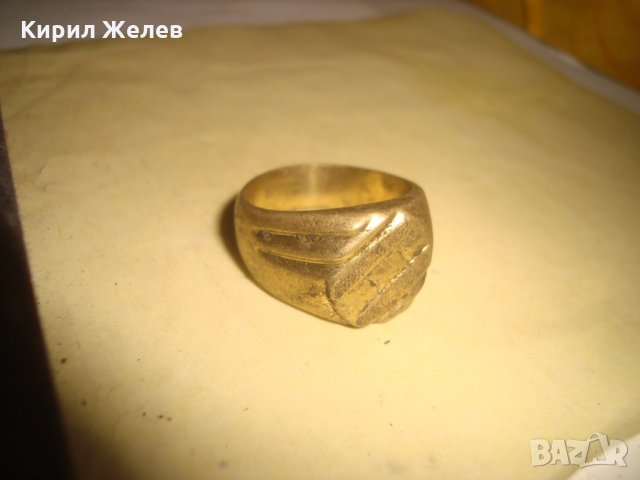 СТАР ПОЗЛАТЕН БРОНЗОВ ПРЪСТЕН ОРНАМЕНТИРАН РЪЧНО МАЙСТОРСКА АРТ ДЕКО ИЗРАБОТКА МАСИВЕН 18274, снимка 5 - Антикварни и старинни предмети - 33866835