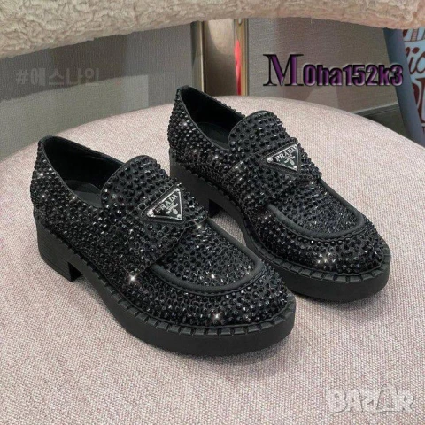мокасини с камъни prada от естествена кожа , снимка 3 - Дамски ежедневни обувки - 50745671