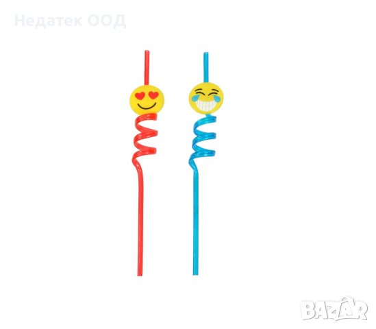 Парти сламки, Емоджи, 6x270mm, 2 бр.