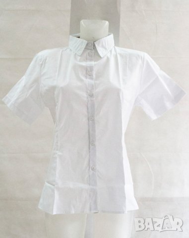 Бяла дамска риза от памук Crisstalus - L, снимка 2 - Ризи - 42594433