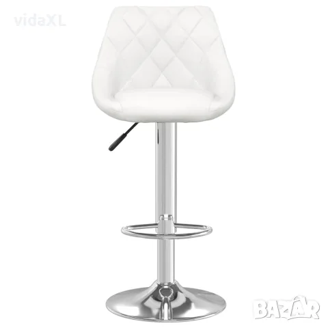 vidaXL Бар табуретки, 2 бр, бели, изкуствена кожа, снимка 4 - Столове - 56147148