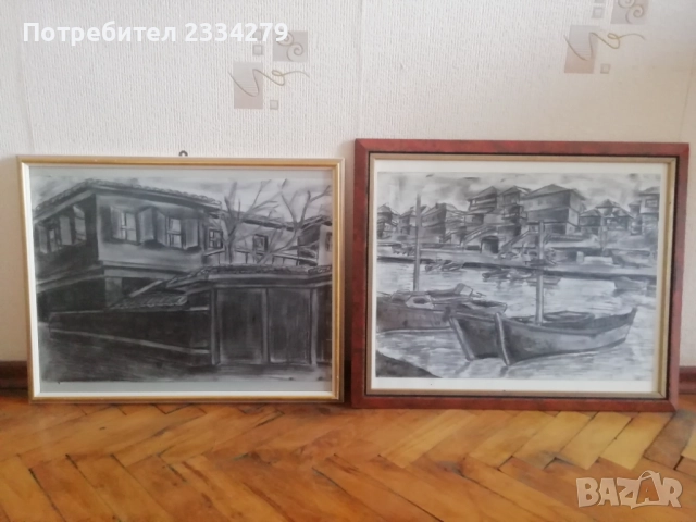 Стари картини графики с размери 50х35см., рисувани с въглен.