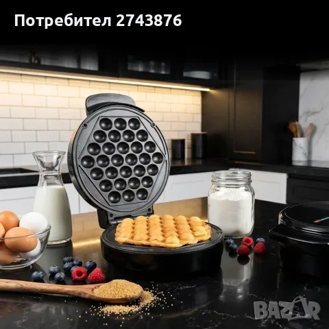 Гофретник бъбъл Elekom EK-9823, Bubble гофрета, Незалепващо покритие, 1000W , снимка 4 - Гофретници - 46277358