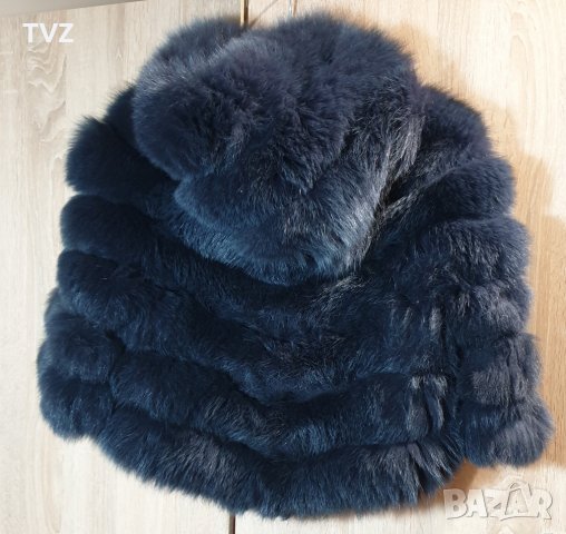 Палто от естествен косъм в тъмно син цвят, снимка 5 - Якета - 38721395