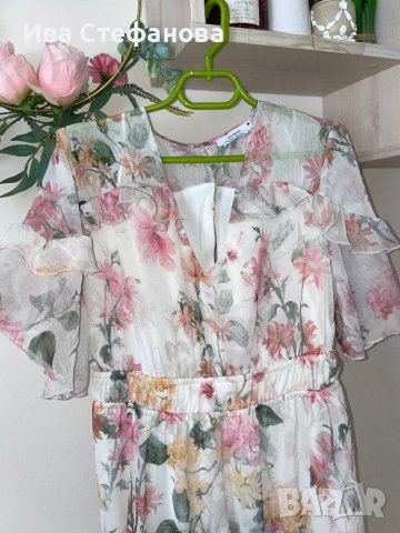 Разкошна нова  дълга елегантна феерична рокля флорален принт нежни цветя волани къдри , снимка 8 - Рокли - 42183757