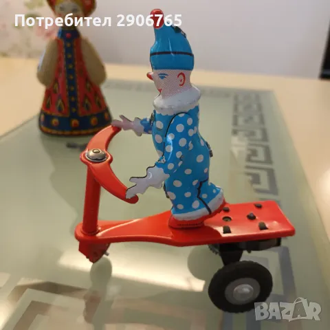 Стара механична ламаринена играчка с ключ работеща, снимка 2 - Колекции - 48144356