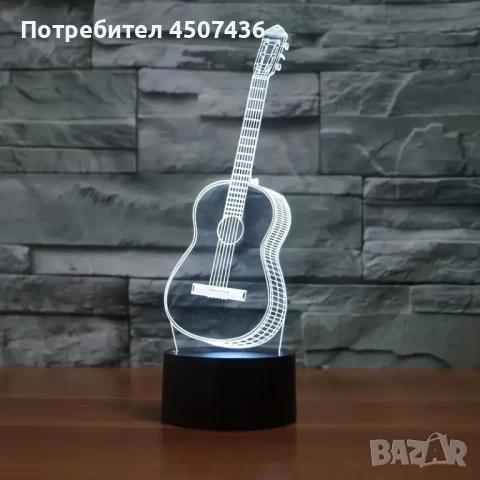 Холограмна 3D LED лампа Китара-дистанционно управление 16 цвята+други режими на управление, снимка 8 - Настолни лампи - 49516655