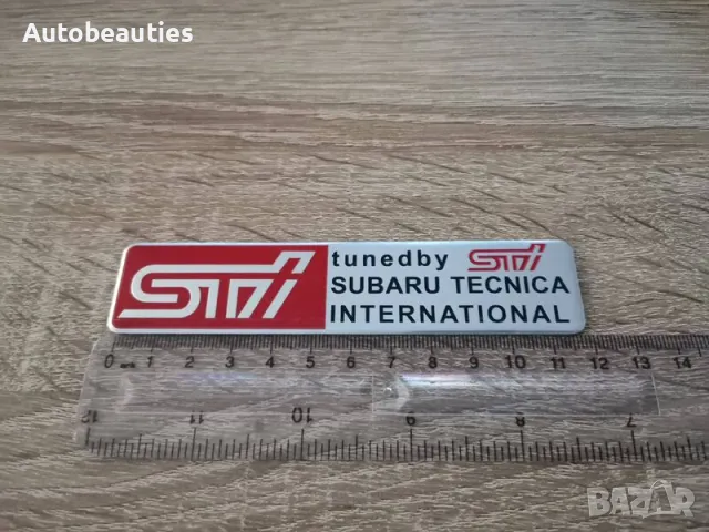 Subaru Tuned by STI емблема сребристо с червено, снимка 2 - Аксесоари и консумативи - 50160474