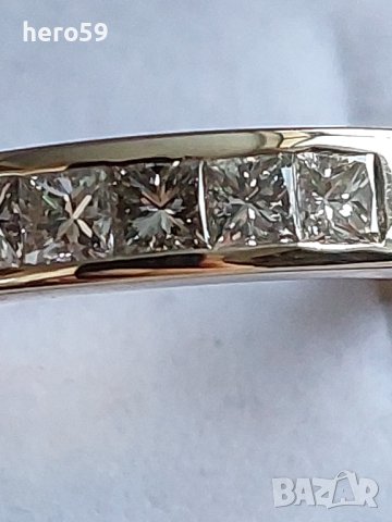 Прекрасен златен 18к дамски пръстен с пет брилянта тотал един карат , снимка 7 - Пръстени - 42922974