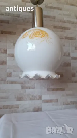 Стар полилей - стъкло и метал - 1970г., снимка 4 - Антикварни и старинни предмети - 49099698