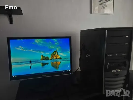 Бюджетен компютър с 19" монитор ASUS / AMD 3-яден / 8GB RAM / SSD / Windows 10