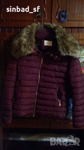 Дамско зимно яке цвят бордо