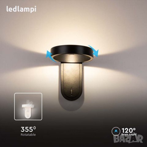LED Аплик 5W Черен 2in1 Смяна на светлината, снимка 5 - Лампи за стена - 42078523